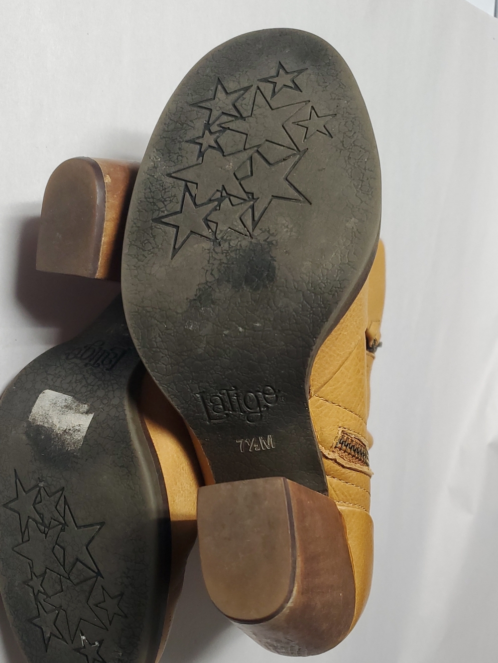 Latigo FRIENDS Tan Leather Block Heel Booties Size 7.5 BoHo 70s Western Romance - Picture 4 of 16